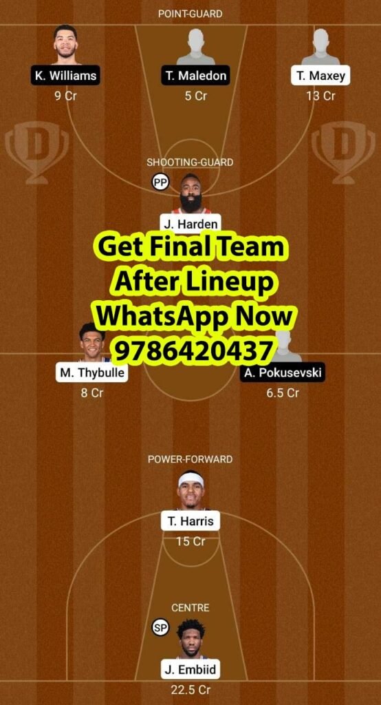 PHI Vs OKC Dream11 Team Fantasy Prediction NBA