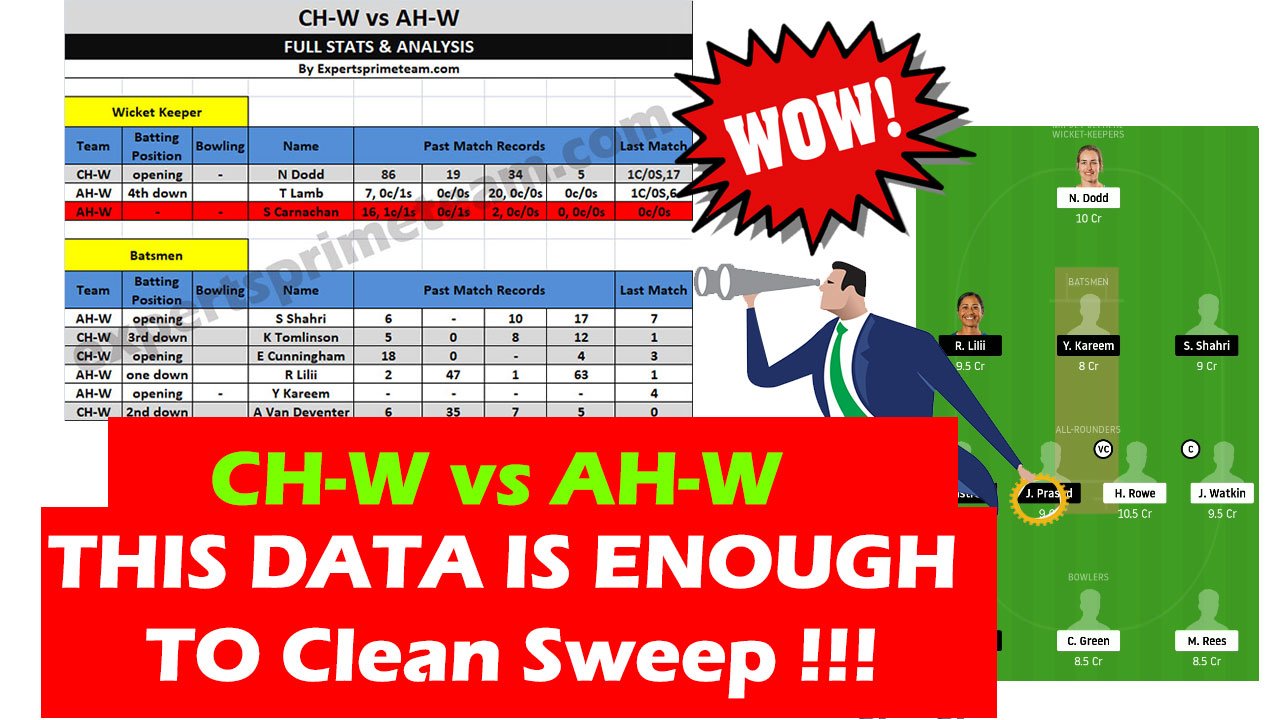 CH-W vs AH-W Dream11 players stats & Analysis CH-W vs AH-W Dream11 Team Experts Prime Team