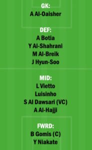 WAH vs HLL Dream11 Team fantasy Prediction Saudi Arabian League