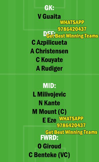 CRY vs CHE Dream11 Team fantasy Prediction Premier League