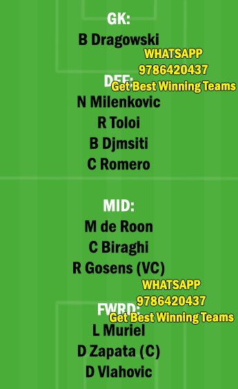 FIO vs ATN Dream11 Team fantasy Prediction Serie A