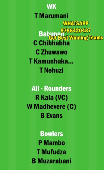 Sr Vs Me 8th Match Dream11 Team Fantasy Prediction Zimbabwe T