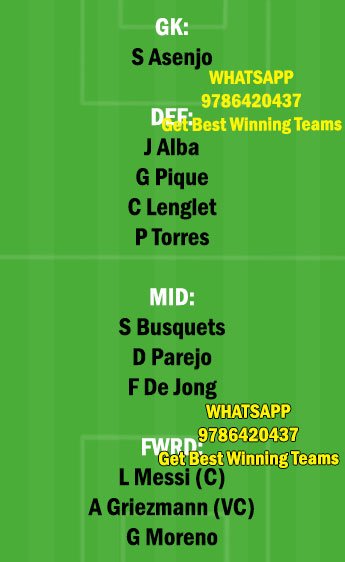 VIL vs BAR Dream11 Team fantasy Prediction LaLiga Santander