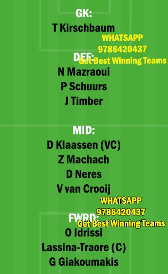 AJA vs VNO Dream11 Team fantasy Prediction Dutch League
