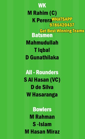 BAN vs SL 3rd ODI Match Dream11 Team fantasy Prediction Sri Lanka tour of Bangladesh 2021