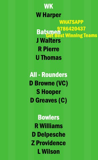 BGR vs DVE 14th Match Dream11 Team fantasy Prediction Dream11 Vincy Premier League