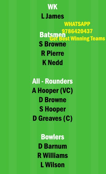 GRD vs DVE 11th Match Dream11 Team fantasy Prediction Dream11 Vincy Premier League