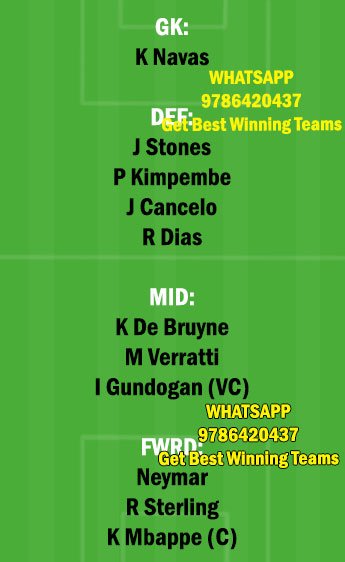 MCI vs PSG Dream11 Team fantasy Prediction Champions League