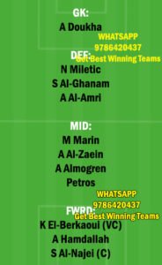 NSSR vs RAE Dream11 Team fantasy Prediction Saudi Arabian League