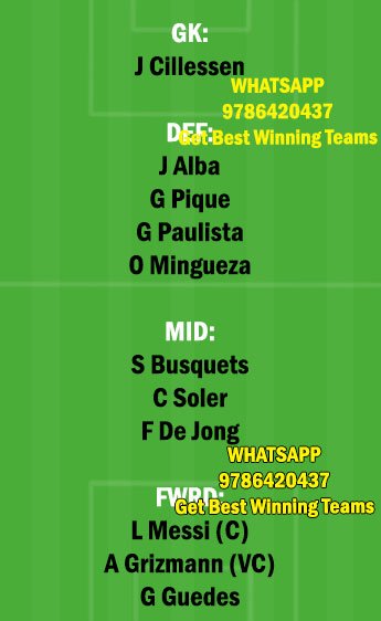 VAL vs BAR Dream11 Team fantasy Prediction LaLiga Santander