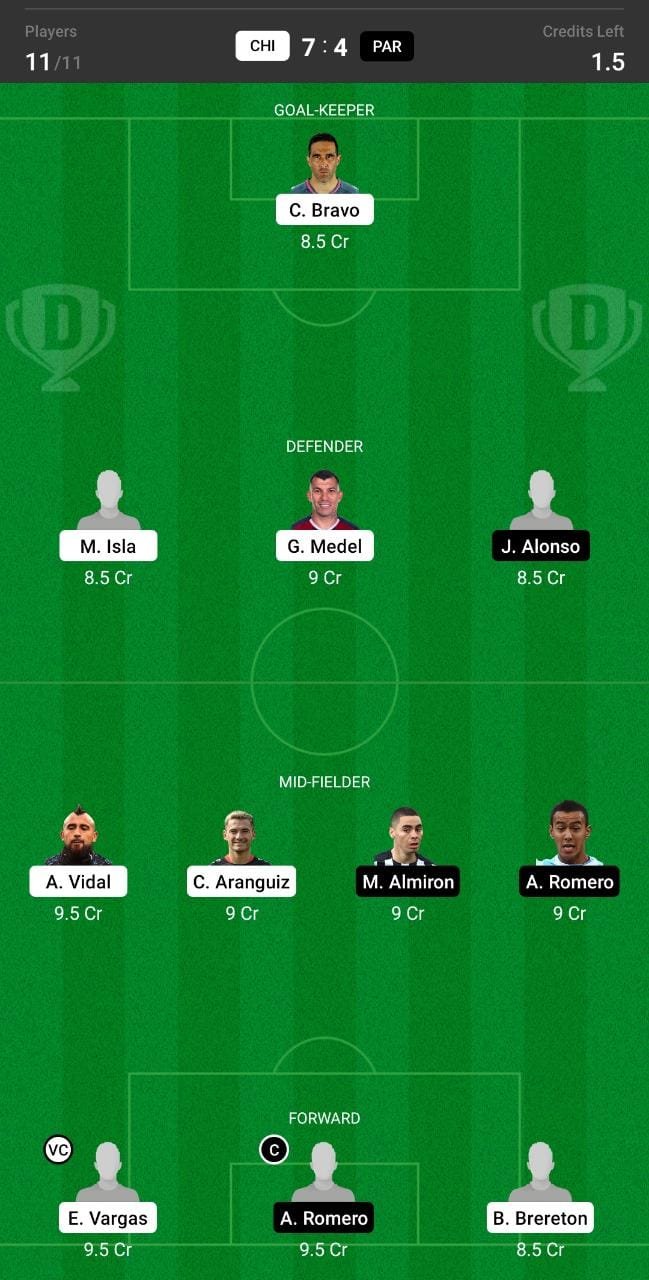 CHI vs PAR Dream11 Team fantasy Prediction Copa America