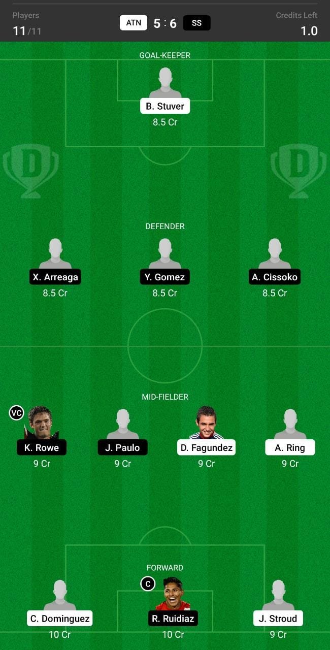 ATN vs SS Dream11 Team fantasy Prediction Major League Soccer