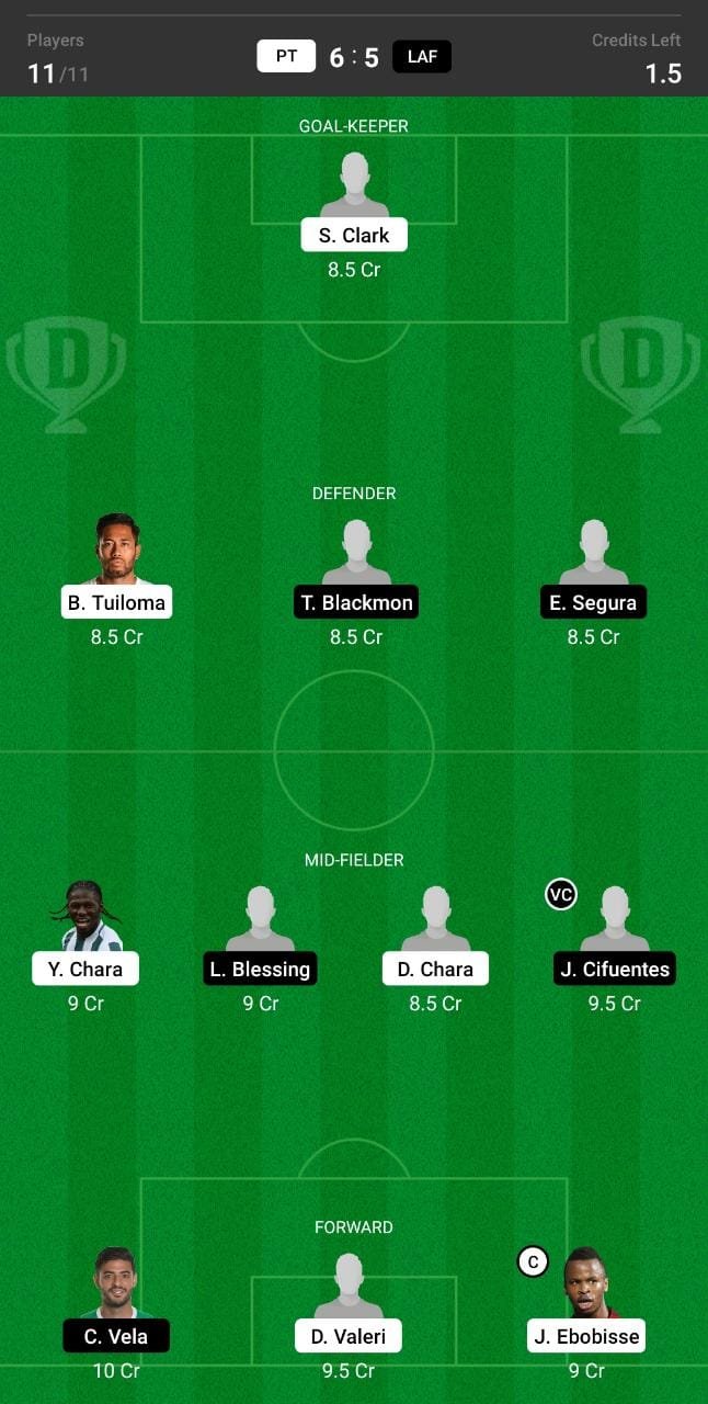 PT vs LAF Dream11 Team fantasy Prediction Major League Soccer