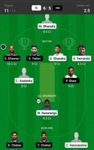SL vs IND 3rd ODI Match Dream11 Team fantasy Prediction India tour of Sri Lanka