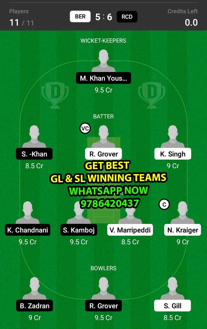 BER vs RCD Semi-Final Match Dream11 Team fantasy Prediction FanCode ECS T10 - Dresden