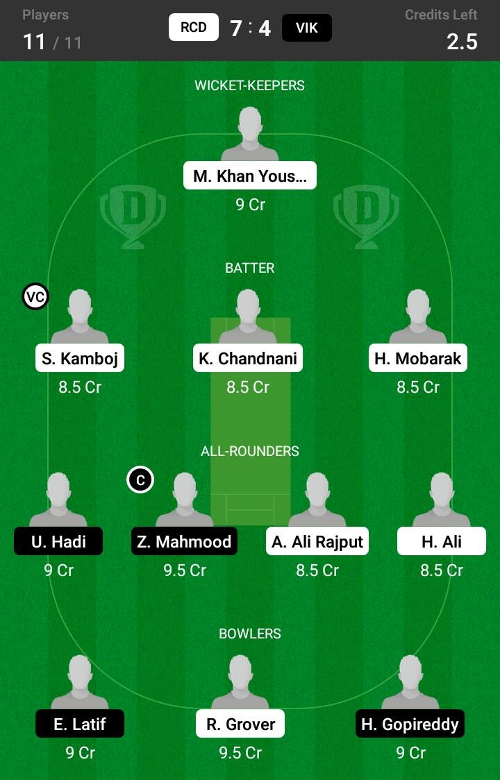 RCD vs VIK 13th Match Dream11 Team fantasy Prediction FanCode ECS T20 - Dresden