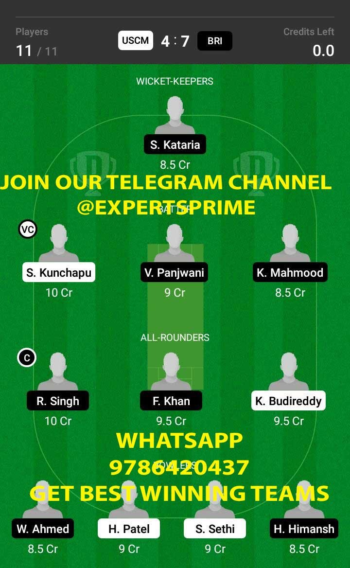 USCM vs BRI 31st Match Dream11 Team fantasy Prediction FanCode ECS T10 - Dresden (2)