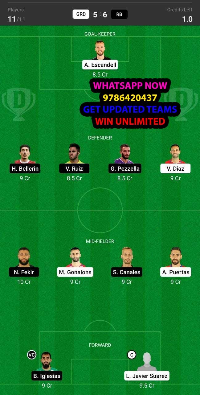 GRD vs RB Dream11 Team fantasy Prediction LaLiga Santander