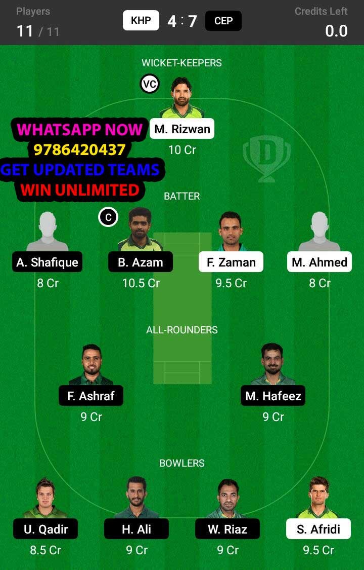 KHP vs CEP 2nd Match Dream11 Team fantasy Prediction National T20 Cup