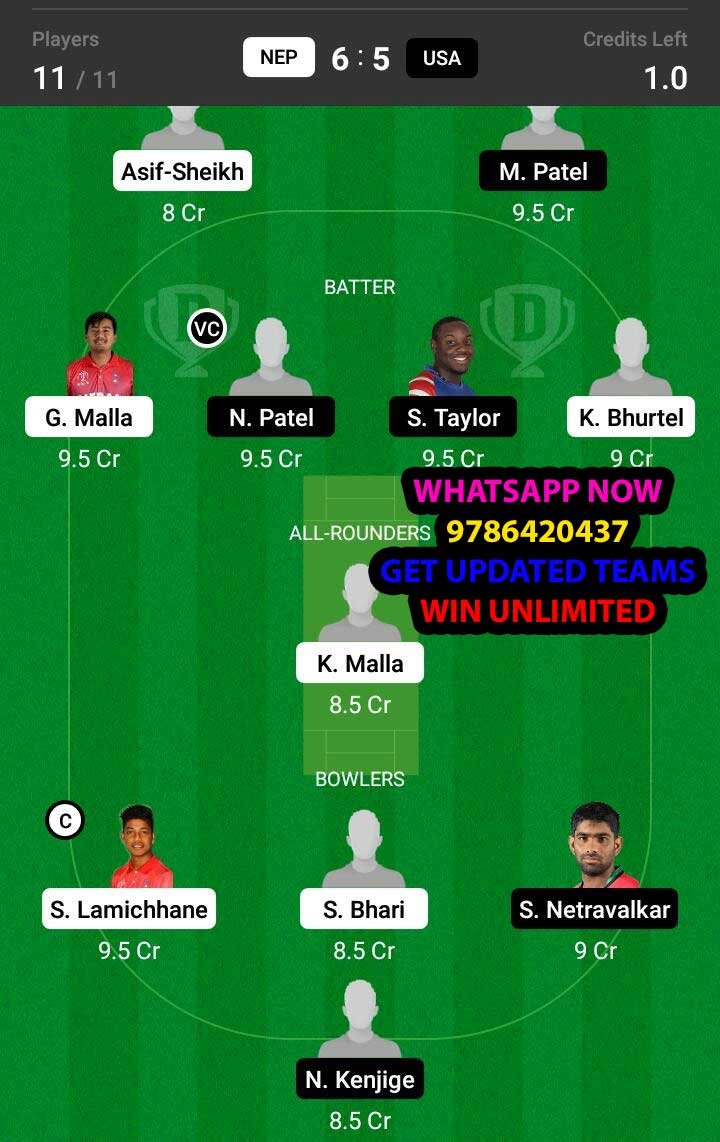 NEP vs USA 4th Match Dream11 Team fantasy Prediction CWC League 2 One Day