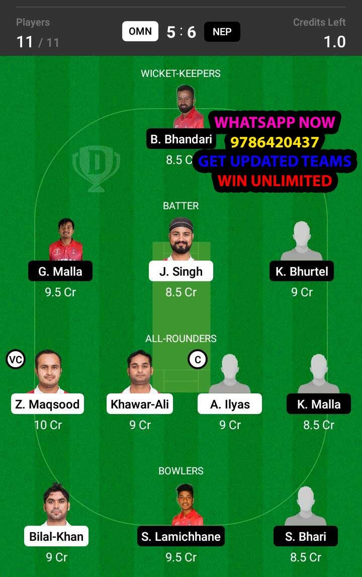 OMN vs NEP 12th Match Dream11 Team fantasy Prediction CWC League-2 One-Day