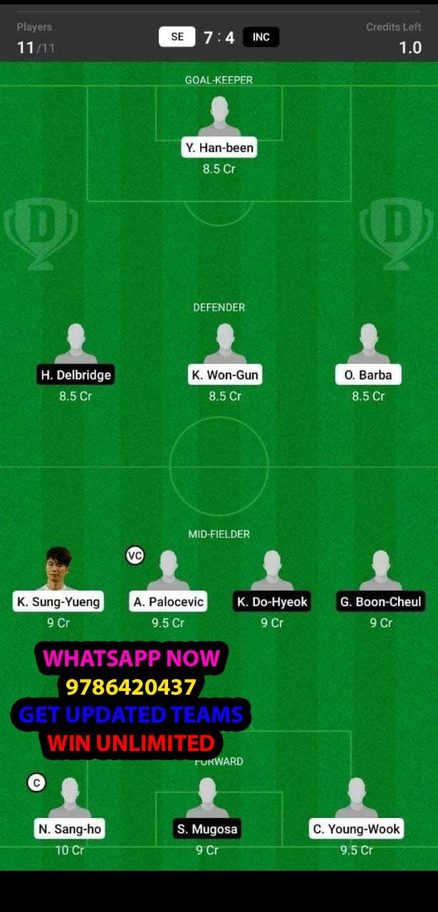 SE vs INC Dream11 Team fantasy Prediction Korean League