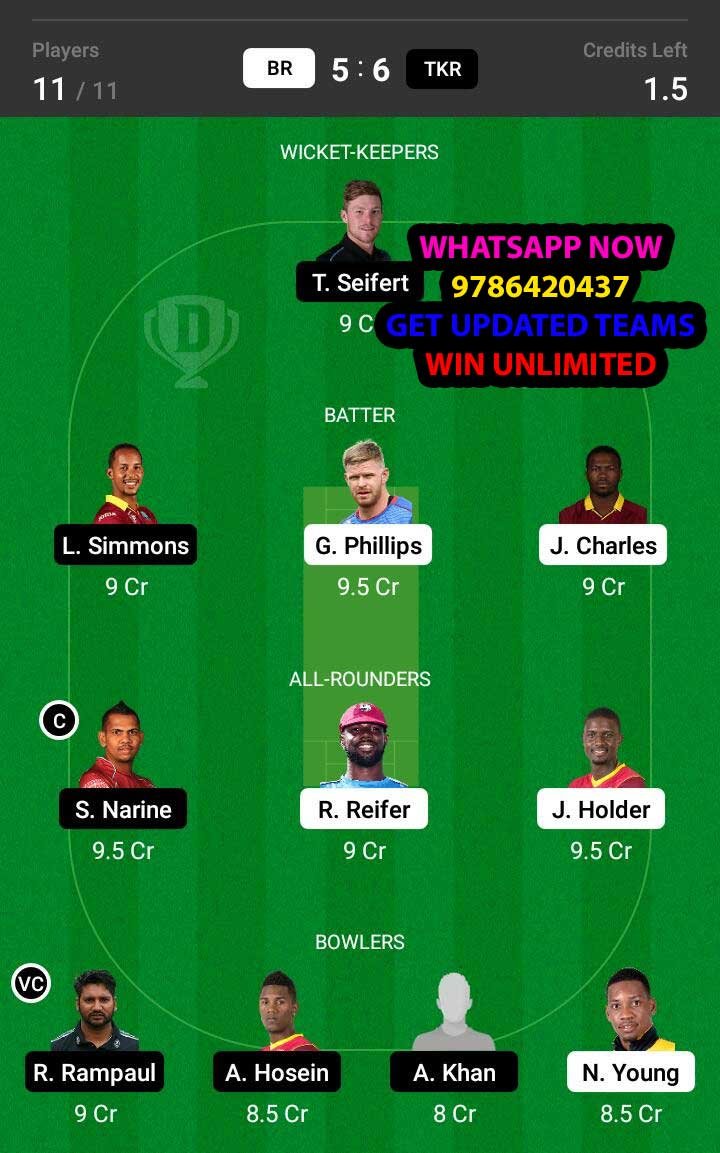 SLK vs JAM 24th Match Dream11 Team fantasy Prediction Hero CPL T20