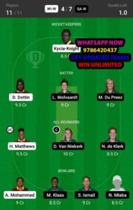 WI-W vs SA-W 5th Match Dream11 Team fantasy Prediction South Africa Women tour of West Indies