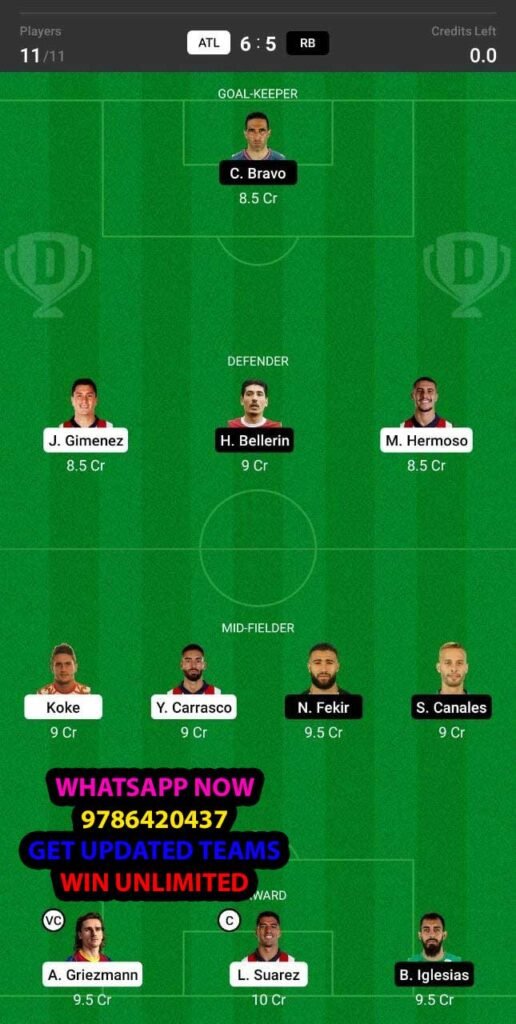 Atl Vs Rb Dream Team Fantasy Prediction Laliga Santander