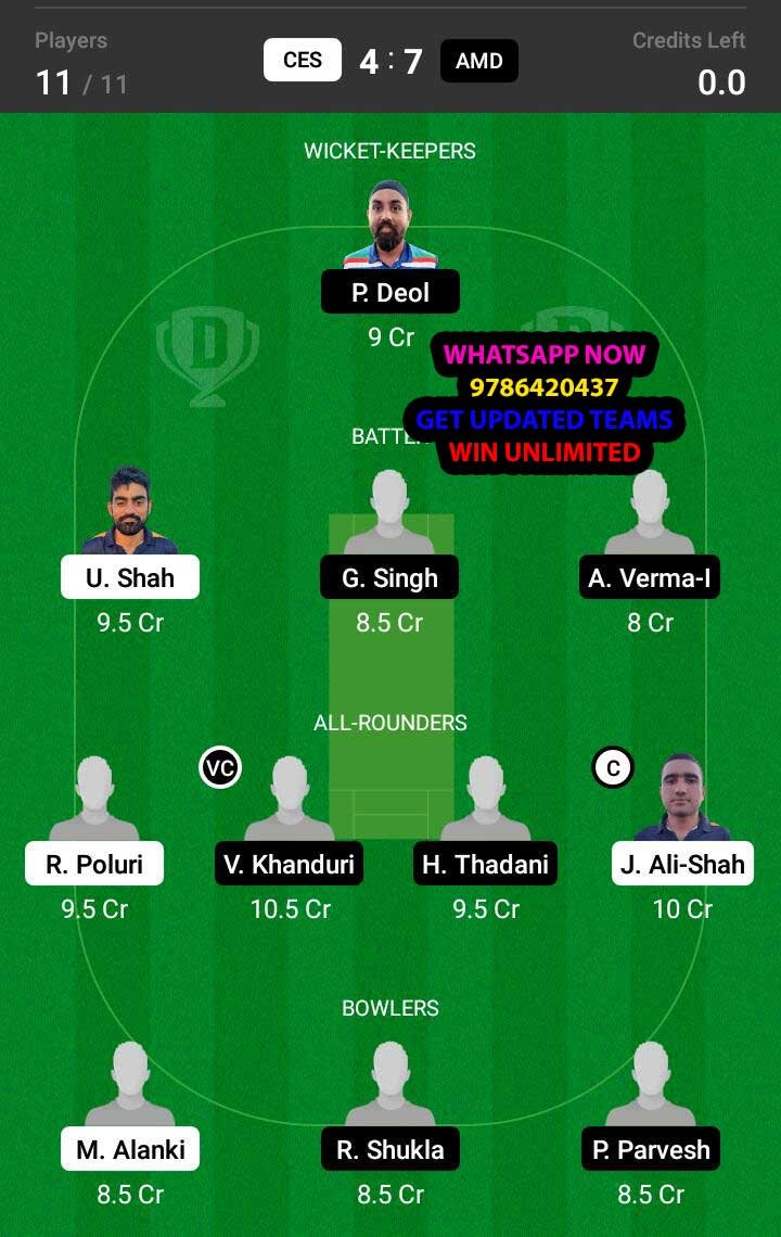 CES vs AMD 35th Match Dream11 Team fantasy Prediction Fancode ECS T10 Cyprus