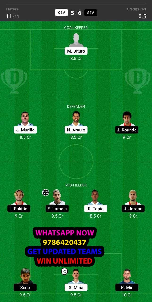 CEV vs SEV Dream11 Team fantasy Prediction LaLiga Santander