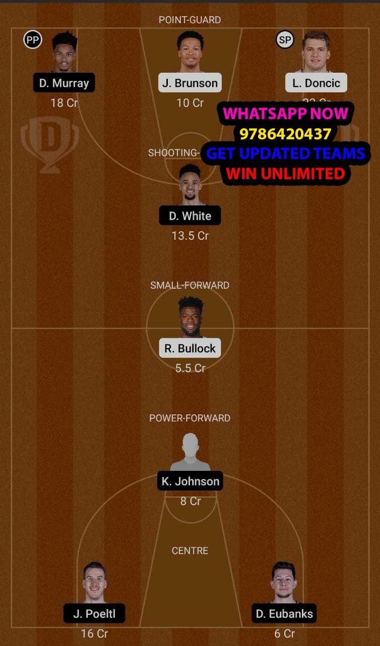 DAL vs SAS Dream11 Team fantasy Prediction NBA