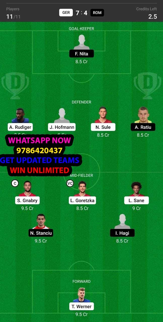 GER vs ROM Dream11 Team fantasy Prediction World Cup Qualifiers