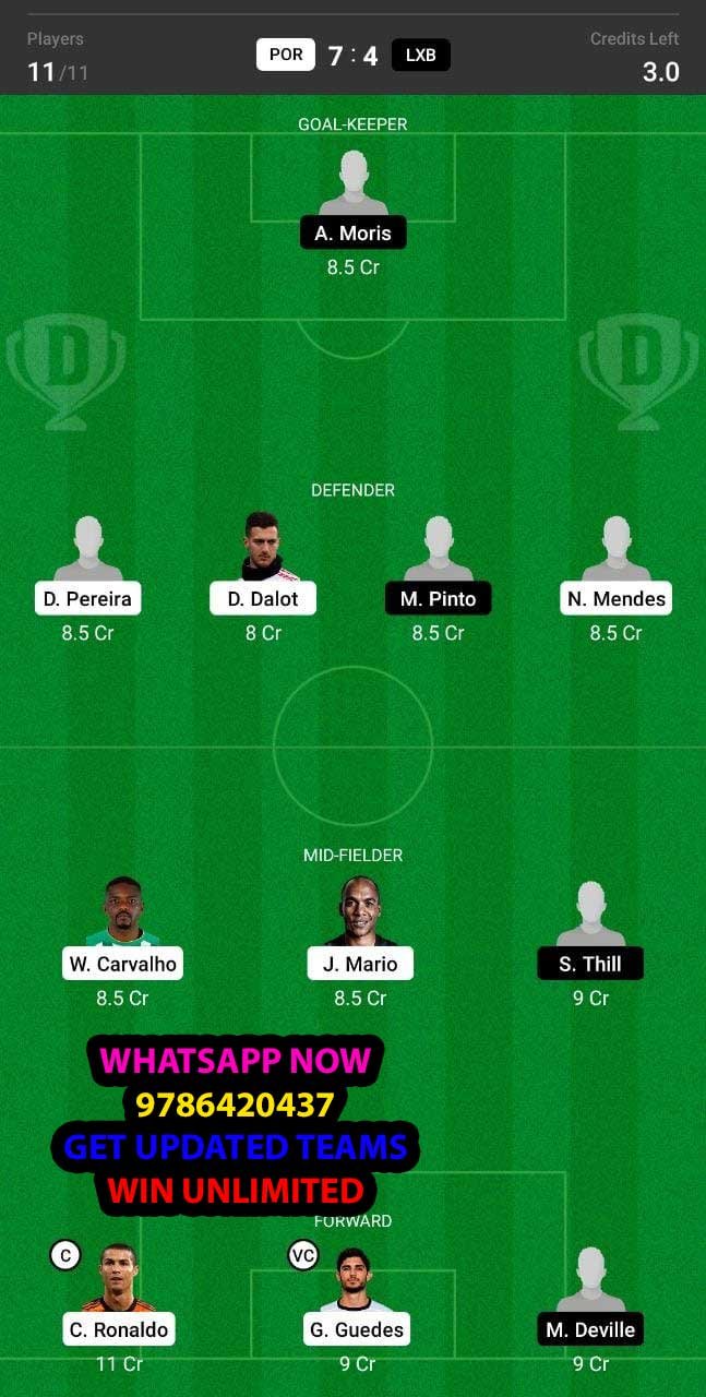 POR vs LXB Dream11 Team fantasy Prediction World Cup Qualifiers