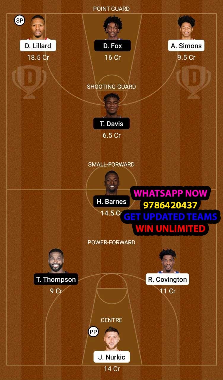 POR vs SAC Dream11 Team fantasy Prediction NBA Preseason