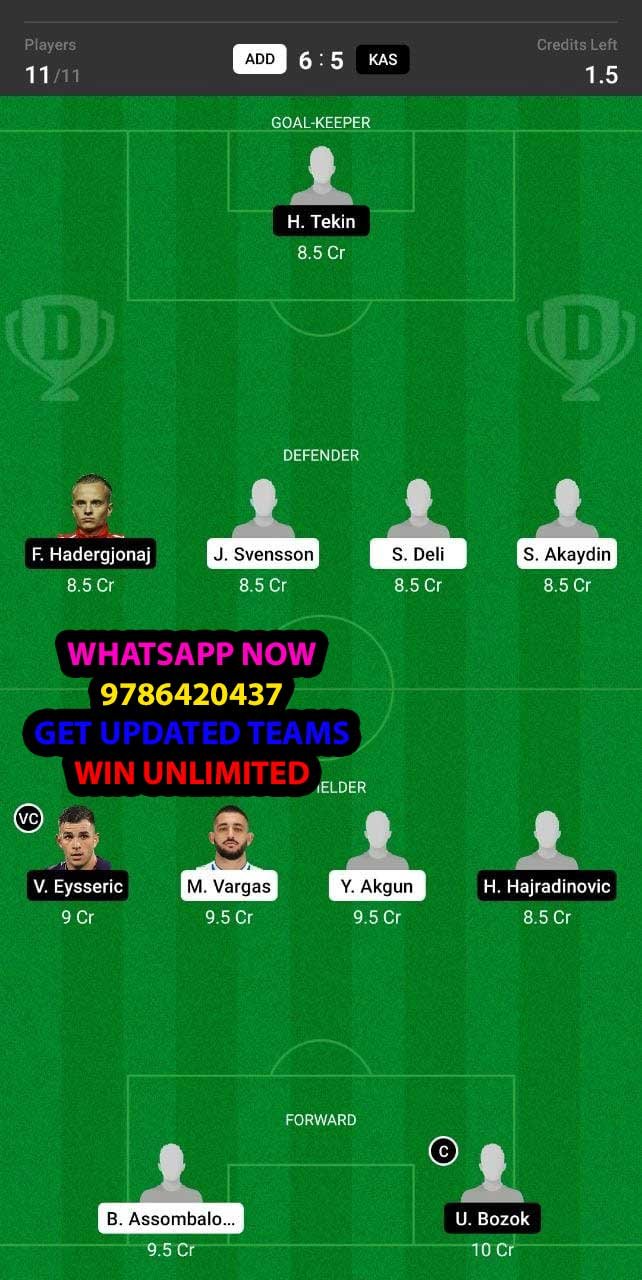 ADD vs KAS Dream11 Team fantasy Prediction Turkish Premier League