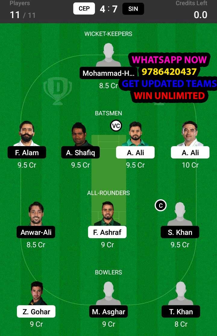 CEP vs SIN 4th Match Dream11 Team fantasy Prediction Quaid-e-Azam Trophy