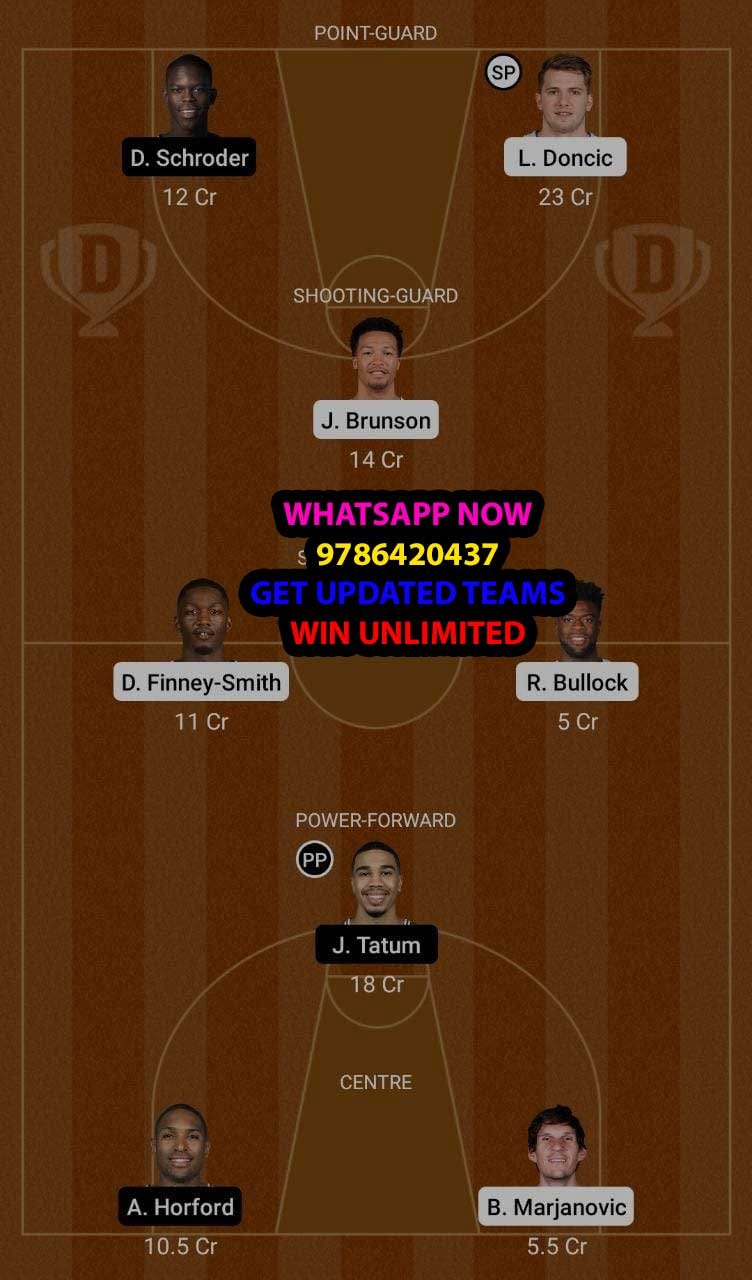 DAL vs BOS Dream11 Team fantasy Prediction NBA