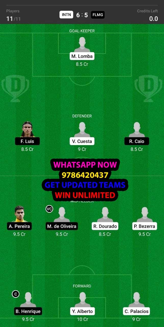 INTN vs FLMG Dream11 Team fantasy Prediction Brazilian Serie A