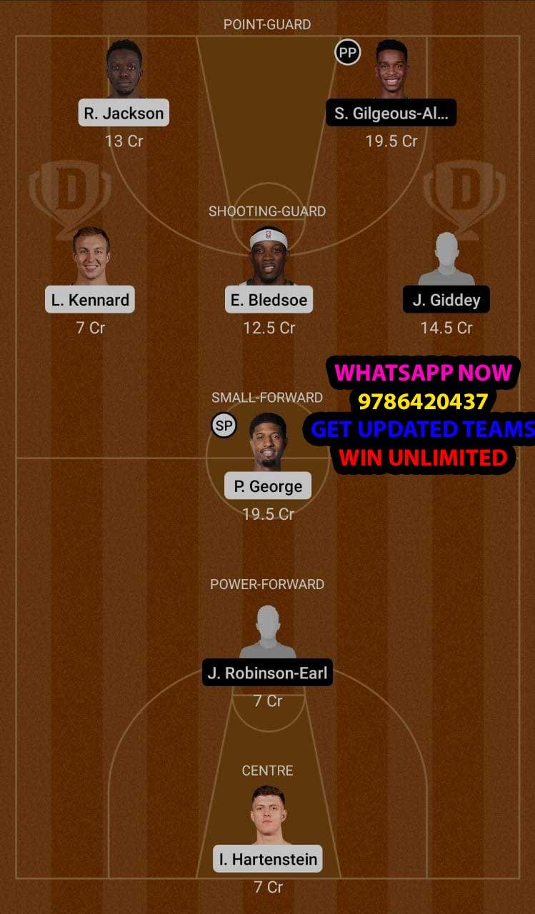 LAC vs OKC Dream11 Team fantasy Prediction NBA