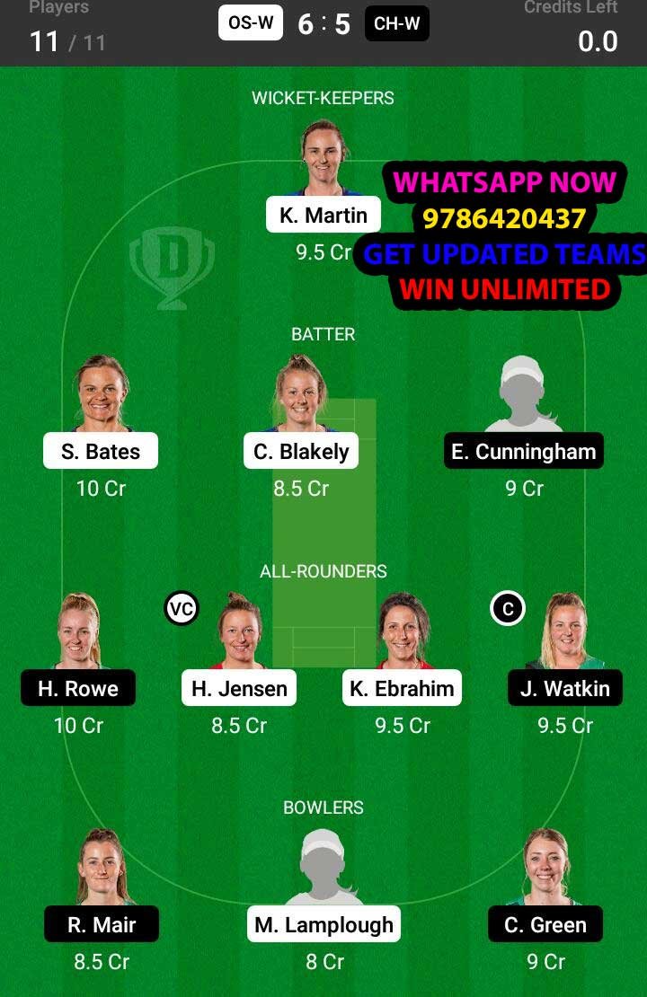 OS-W vs CH-W 2nd Match Dream11 Team fantasy Prediction Dream11 Women's Super Smash T20