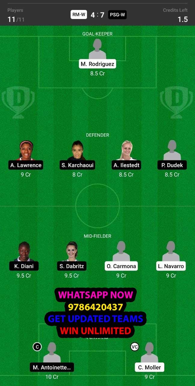 RM-W vs PSG-W Dream11 Team fantasy Prediction Womens Champions League