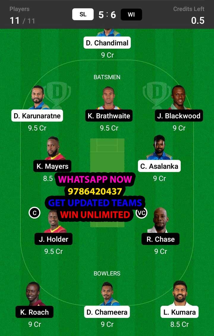 SL vs WI 1st Test Match Dream11 Team fantasy Prediction West Indies tour of Sri Lanka