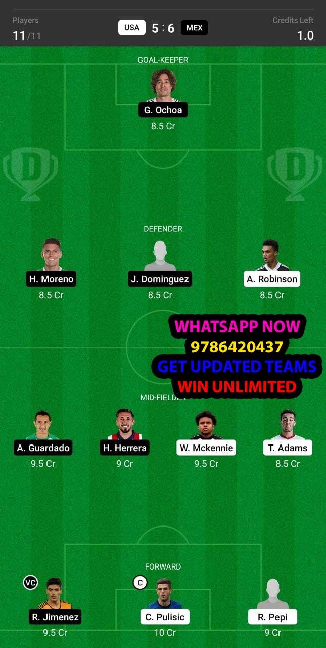 USA vs MEX Dream11 Team fantasy Prediction World Cup Qualifiers