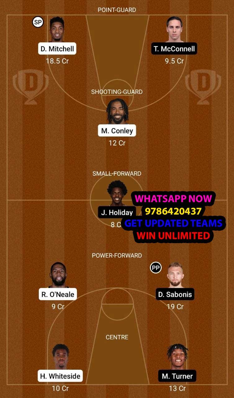 UTA vs IND Dream11 Team fantasy Prediction NBA