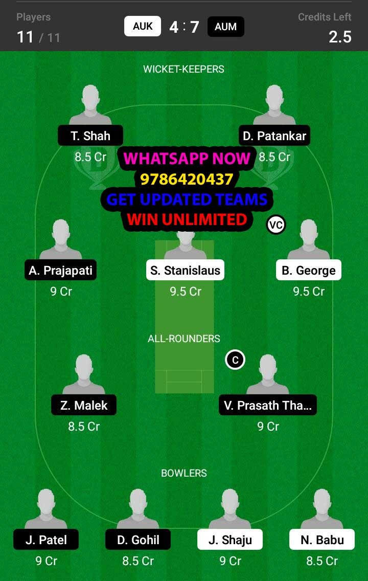 AUK vs AUM 35th Match Dream11 Team fantasy Prediction FanCode ECS T10 - Malta