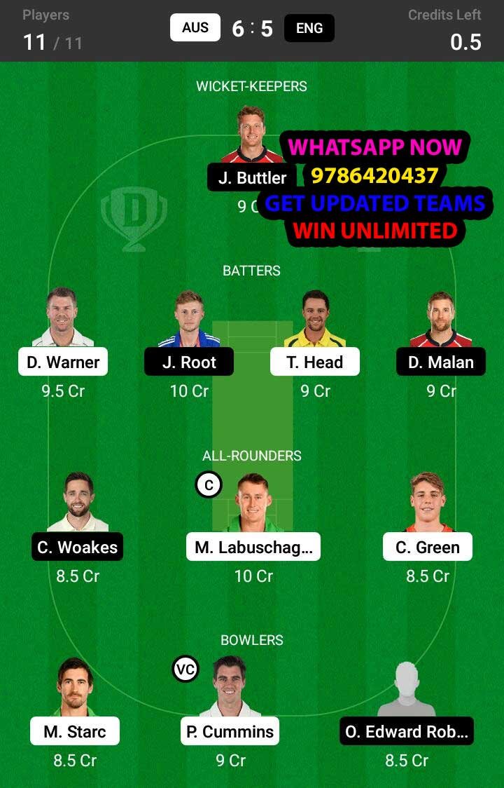 AUS vs ENG 2nd Test Match Dream11 Team fantasy Prediction The Ashes