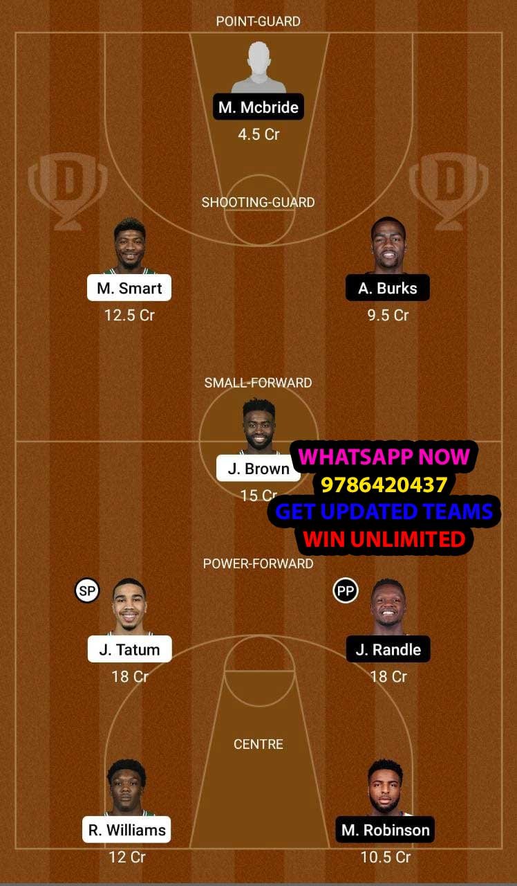 BOS vs NYK Dream11 Team fantasy Prediction NBA