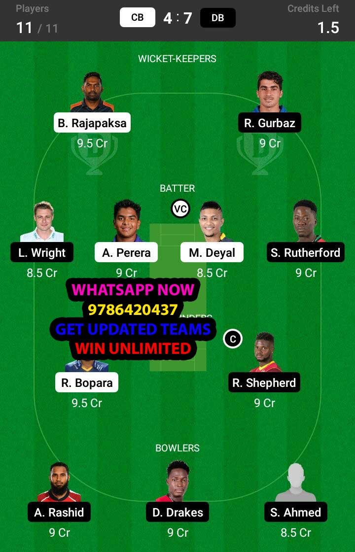 CB vs DB 28th Match Dream11 Team fantasy Prediction Abu Dhabi T10