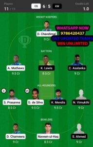 CS vs KW 20th Match Dream11 Team fantasy Prediction Lanka Premier League T20